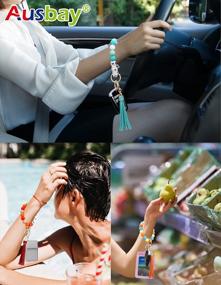 img 1 attached to Оставайтесь стильными и организованными с браслетом-цепочкой для ключей из силиконового бисера Ausbay для женщин (Macaron)