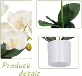 img 1 attached to Реалистичная белая орхидея U'Artlines в горшке для потрясающего домашнего декора, офисного или праздничного стола (маленький)