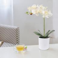 реалистичная белая орхидея u'artlines в горшке для потрясающего домашнего декора, офисного или праздничного стола (маленький) логотип
