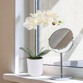 img 2 attached to Реалистичная белая орхидея U'Artlines в горшке для потрясающего домашнего декора, офисного или праздничного стола (маленький)