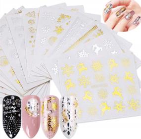 img 4 attached to 16Pcs Gold Silver Nail Sticker Water Snowflake Tree Deer Pattern For DIY Manicure Art Decoration Glitter Set