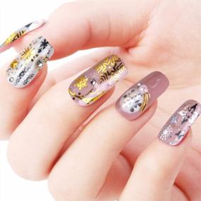 img 1 attached to 16Pcs Gold Silver Nail Sticker Water Snowflake Tree Deer Pattern For DIY Manicure Art Decoration Glitter Set