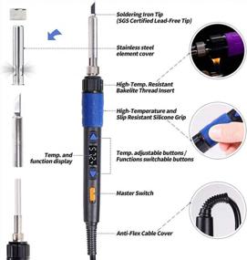 img 2 attached to LCD Digital Soldering Iron Kit With Adjustable Temperature - Includes Wire Cutter, Stand, Tip Set, Desoldering Pump, Solder, Tweezers, Flux Paste - 110W Electronics Soldering Iron