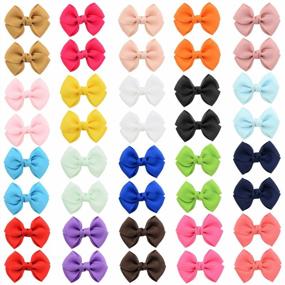 img 3 attached to Stylish And Affordable: ALinmo 80Pcs Baby Girls Hair Clips Set With Solid Color Ribbon Bows For Babies, Kids, And Teens!