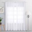 freshen up your space with wontex faux linen white sheer curtains - elegant semi sheer voile for living room and bedroom - set of 2 panels, 55 x 84 inches each logo