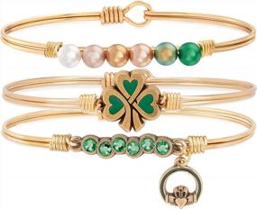 img 3 attached to Set Of 3 Lucky Shamrock Stacks By Luca + Danni, Made In USA For Women, Perfect For Good Luck Charm Jewelry Collection