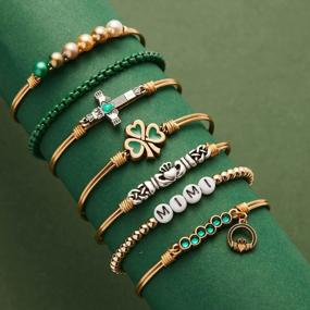 img 1 attached to Set Of 3 Lucky Shamrock Stacks By Luca + Danni, Made In USA For Women, Perfect For Good Luck Charm Jewelry Collection