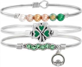 img 2 attached to Set Of 3 Lucky Shamrock Stacks By Luca + Danni, Made In USA For Women, Perfect For Good Luck Charm Jewelry Collection