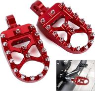 🏍️ enhance your ride with red motorcycle cnc wide foot pegs - 360° rotating & non-slip fat footpegs for harley dyna sportster fatboy iron 883 logo