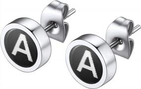 img 4 attached to A-Z Initial Letter Earrings For Men & Women - Cool Stainless Steel Studs, Surgical Hypoallergenic