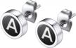 a-z initial letter earrings for men & women - cool stainless steel studs, surgical hypoallergenic logo
