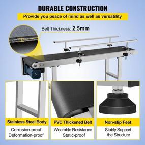 img 2 attached to Happybuy Belt Conveyor 59 X 7.8 Inch Conveyor Table Heavy Duty Stainless Steel Motorized Belt Conveyor For Inkjet Coding Applications Powered Rubber PVC Belt Anti Static (Double Guardrail)