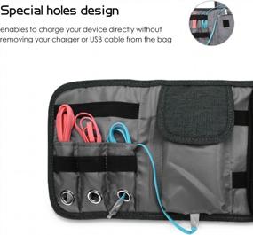img 1 attached to 🎒 Black ProCase Travel Gadgets Organizer Bag: Portable Cable Roll-Up Pouch for Electronic Accessories
