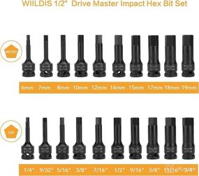 img 2 attached to 🔧 Wildis 1/2-Inch Drive Master Impact Hex Bit Set: Hex Driver, 20-Piece 1/2-Inch Drive Allen Bit Socket Set with Heavy-Duty Storage Case - SAE/Metric (1/4-Inch to 3/4-Inch, 6-19mm) Impact Grade Cr-Mo Steel Sockets