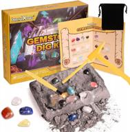 gemstone dig kit, 16 real gem excavation kit dig up 16 real gems stones mega gems, stem science kits excavate toys for girls boys logo