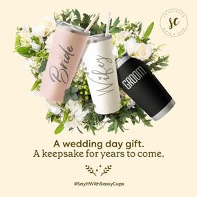 img 3 attached to SassyCups Mother Of The Bride Cup Engraved Vacuum Insulated Stainless Steel Tumbler For Bride'S Mother Engagement Announcement Mother Of The Bride Gifts Bridal Shower Gifts Engagement Gifts