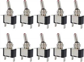 img 4 attached to Justech 10PCS 12V 20A LED Light Rocker Toggle Switch ON/Off Toggle SPST Switch With Red Color For Car Truck Boat ATV