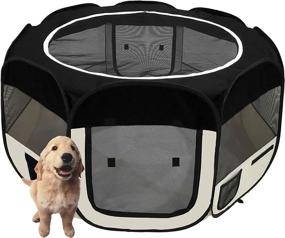 img 4 attached to 🐾 afuLaI Foldable Pet Playpen Exercise Pen Kennel with Carrying Case - Portable for Dog, Cat, Rabbit, Hamster - Indoor/Outdoor Use