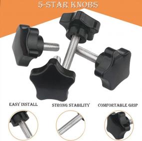 img 1 attached to Secure Your Devices With YXQ M5 Hand Star Knobs Threaded Stud: 6 Pcs Of 25Mm Dia Grip With Five Arm Clamping And Tightening In Black Plastic Caps