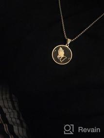 img 6 attached to Stainless Steel Praying Hands Coin Medal Pendant Necklace - HZMAN Serenity Prayer Cross