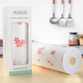 img 4 attached to 🌸 KitchLife Bamboo Reusable Paper Towels - Eco-friendly Kitchen Roll for Sustainable Living, Washable & Recycled, Zero Waste, Sakura Design