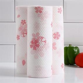 img 3 attached to 🌸 KitchLife Bamboo Reusable Paper Towels - Eco-friendly Kitchen Roll for Sustainable Living, Washable & Recycled, Zero Waste, Sakura Design