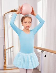 img 1 attached to Girls Ballet Leotard With Tutu Skirt Dance Dress Ballerina Outfit Long Sleeve