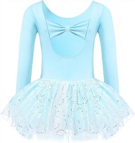 img 4 attached to Girls Ballet Leotard With Tutu Skirt Dance Dress Ballerina Outfit Long Sleeve