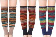 3 pairs women's knit leg warmers - winter boho socks for girls | zmart leg warmers logo