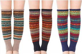 img 4 attached to 3 пары женских трикотажных гетров - зимние носки в стиле бохо для девочек | Змарт Гетры