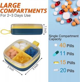 img 3 attached to Small Pill Case - YHC Travel Pill Holder For Purse, 4/6 Compartments Waterproof Pill Box For Vitamin, Cod Liver Oil & Supplement (1PCS Blue 4)