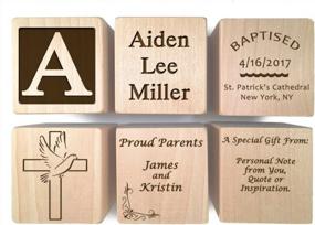 img 3 attached to Personalized Wooden Baby Block Baptism Gift For Boys & Girls - Engraved Keepsake From Godparent/Godmother