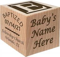 personalized wooden baby block baptism gift for boys & girls - engraved keepsake from godparent/godmother логотип