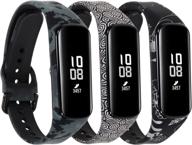 3 pack pattern replacement bands compatible with samsung galaxy fit 2 sm-r220 band for women men classic waterproof sport watch band strap wristband for galaxy fit 2 smart watch logo