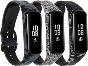 img 4 attached to 3 Pack Pattern Replacement Bands Compatible With Samsung Galaxy Fit 2 SM-R220 Band For Women Men Classic Waterproof Sport Watch Band Strap Wristband For Galaxy Fit 2 Smart Watch