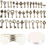 40 flying keys charms with dragonfly wings, vintage skeleton key diy set, and elastic crystal string for perfect wedding and party decorations logo