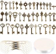 40 flying keys charms with dragonfly wings, vintage skeleton key diy set, and elastic crystal string for perfect wedding and party decorations логотип