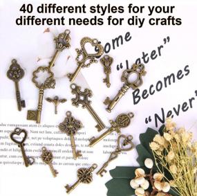 img 2 attached to 40 Flying Keys Charms With Dragonfly Wings, Vintage Skeleton Key DIY Set, And Elastic Crystal String For Perfect Wedding And Party Decorations