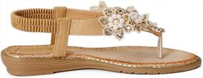 img 3 attached to Boho Chic Women'S Flat Sandals With Rhinestone Embellishments For Summer Beach, Walking And Casual Wear