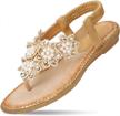 boho chic women's flat sandals with rhinestone embellishments for summer beach, walking and casual wear logo