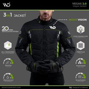 img 3 attached to 🧥 WD Motorsports Vegas 2.0 Textile Motorcycle Jacket – Men's All-Season Biker Jacket with CE Approved Armors – Soft, Comfortable & Protective Motorcycle Jacket with Width Adjustment and Air Vent Zipper