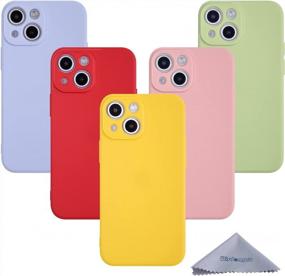 img 4 attached to Упаковка из 5 гелевых чехлов Wisdompro Slim TPU для iPhone 13 Mini — 5,4 дюйма (желтый, красный, зеленый, голубой, розовый) — стильный и защитный чехол для вашего смартфона