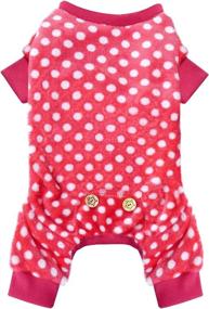 img 4 attached to Soft Velvet Red Polka Dot Dog Pajamas for Small to Medium Dogs - KYEESE Onesie in Stretchable and Soft Material