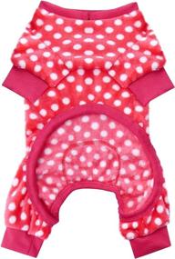 img 3 attached to Soft Velvet Red Polka Dot Dog Pajamas for Small to Medium Dogs - KYEESE Onesie in Stretchable and Soft Material