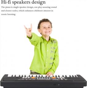 img 2 attached to Многофункциональное пианино с электрической клавиатурой для детей - обучающая музыкальная игрушка для раннего обучения с 49 клавишами, идеально подходящая для мальчиков и девочек для повышения их навыков