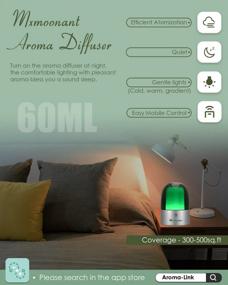 img 3 attached to 60Ml Cold Air Nebulizing Scent Diffuser Machine For Home, App Control With Colors Lights, 300-500 Sq.Ft Coverage For Bedroom Office Living Room Shop