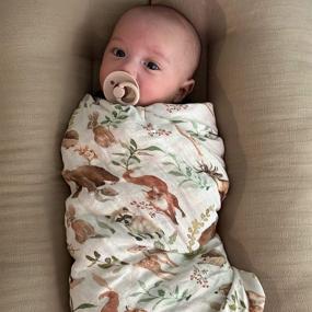 img 2 attached to LifeTree Muslin Swaddle Blankets Neutral, Woodland Baby Swaddling Wrap Nursery Receiving Blanket For Boys & Girls Unisex, Soft Bamboo Cotton, Large 47 X 47 Inches
