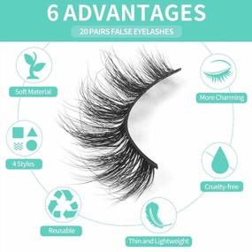 img 2 attached to 😍 Get Alluring Eyes with MAGEFY 20 Pairs: 4 Styles of Handmade, Fluffy False Eyelashes - Natural Look Faux Mink Lashes Pack