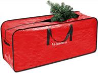 9ft christmas tree storage bag - reinforced handles, dual zipper & waterproof material for protection from dirt & moisture | shareconn red tote logo
