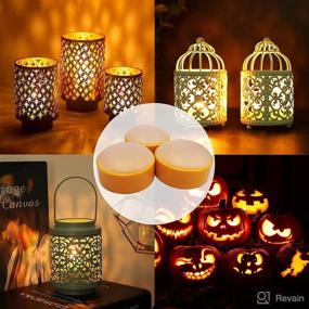 img 2 attached to Set of 3 Battery Operated Outdoor LED Halloween Pumpkin Lights 🎃 with Remote/Timer - Flameless Flickering Candles for Home Party Holiday Decoration, Orange